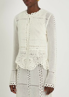 Erdem Scalloped Crochet Cotton Cardigan Ivory