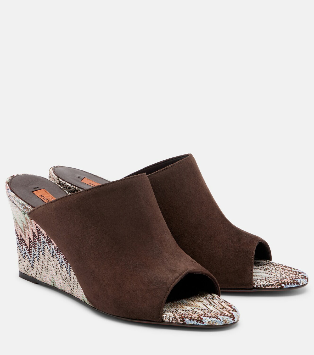 Missoni Mabel Zigzag suede wedge mules
