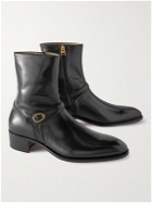 TOM FORD - Buckled Polished-Leather Boots - Black