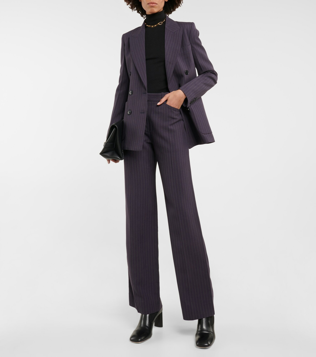 【Victoria Beckham】ストライプ high-riseストレートパンツ Victoria Beckham - Striped high-rise straight pants Victoria