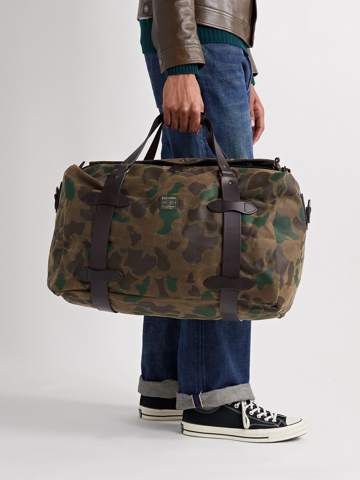 Filson - Medium Leather-Trimmed Camouflage-Print Waxed Rugged