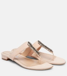 Manolo Blahnik Bizaba embellished suede thong sandals
