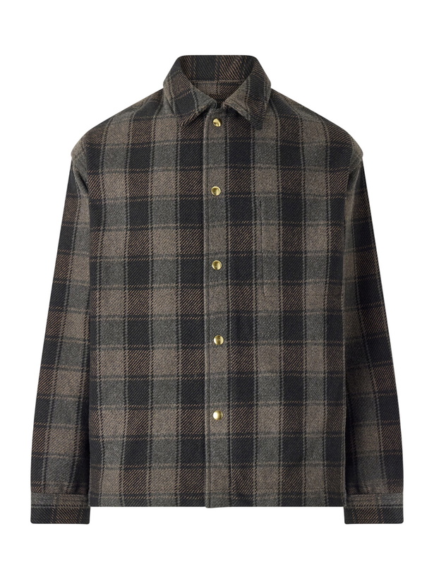 Photo: A.PRESSE - Checked Wool and Cashmere-Blend Flannel Overshirt - Green