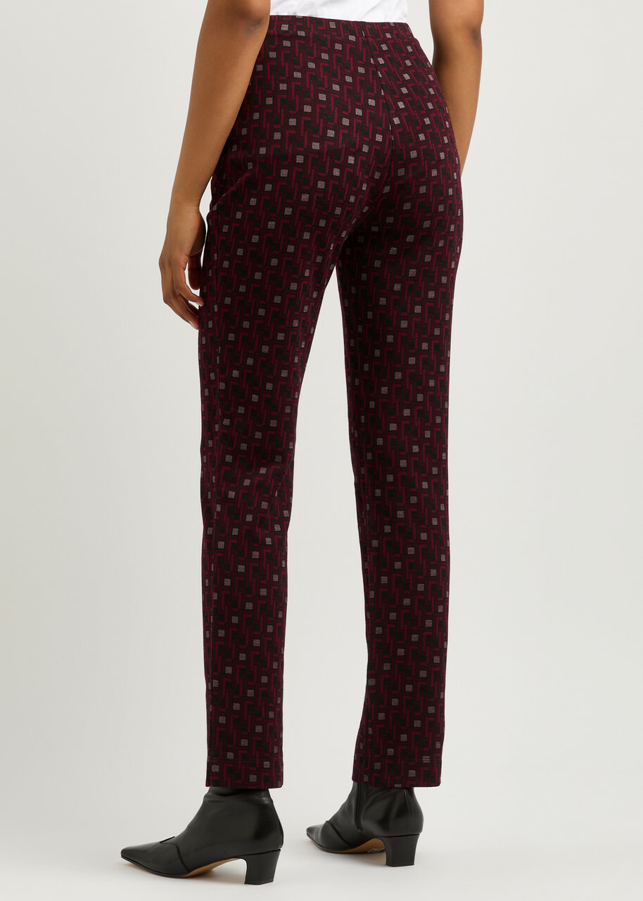 Diane Von Furstenberg Tavolara Jacquard Slim-leg Knitted Trousers Plum