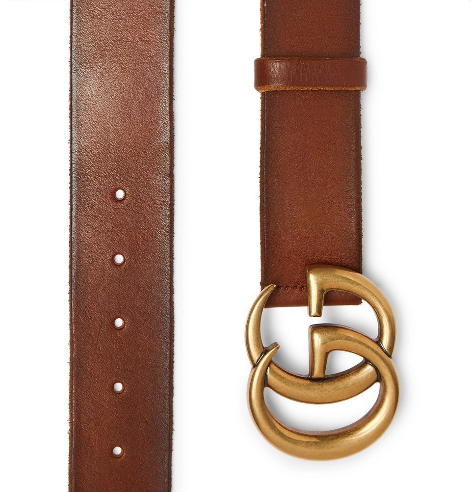 ぴ*ぃ様 GUCCI GGパターン ベルト ブラウン/ベージュ Gucci - 4cm Tan Burnished-Leather Belt - Brown Gucci