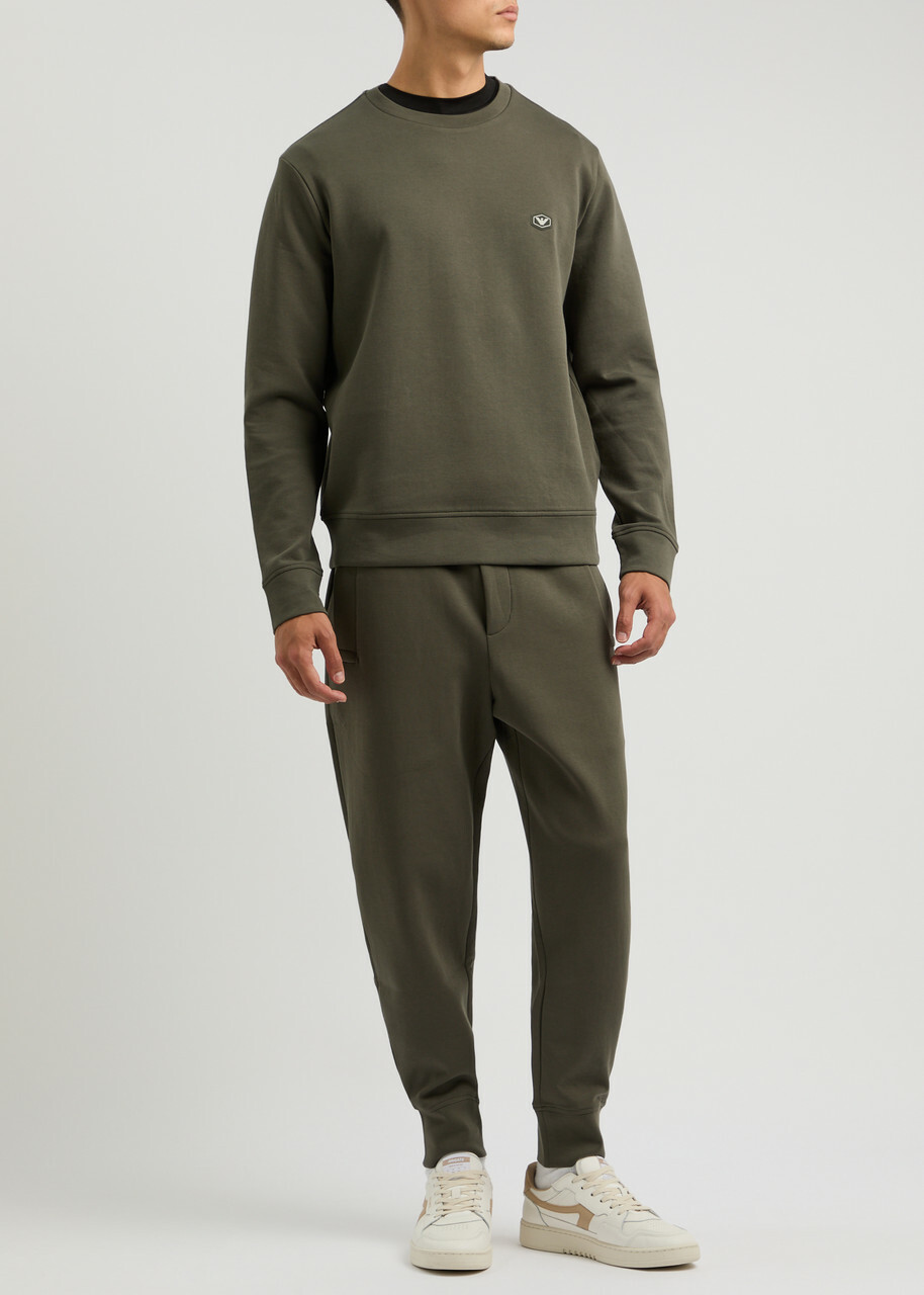 Emporio Armani Logo Cotton-blend Sweatpants Khaki