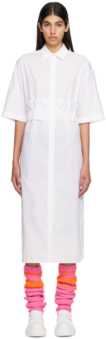 MSGM White Chemisier Midi Dress