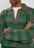 The Elder Statesman Dune Striped Cashmere Rugby Jumper Dark Green