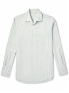 Loro Piana - Andre Camp-Collar Striped Linen and Silk-Blend Shirt - Green