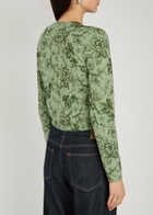 Alice + Olivia Carson Floral Cropped Cotton-blend Cardigan Green