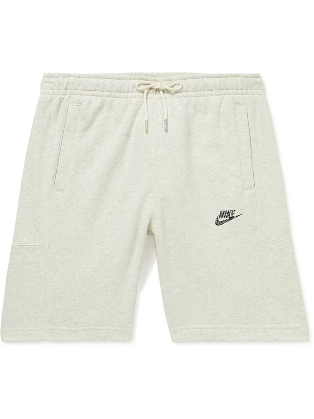 Photo: Nike - Sportswear Wide-Leg Cotton-Blend Jersey Drawstring Shorts - Neutrals