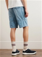 Brunello Cucinelli - Straight-Leg Cotton-Chambray Drawstring Shorts - Blue