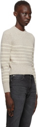 AMI Alexandre Mattiussi Beige & Off-White Merino Breton Stripe Sweater