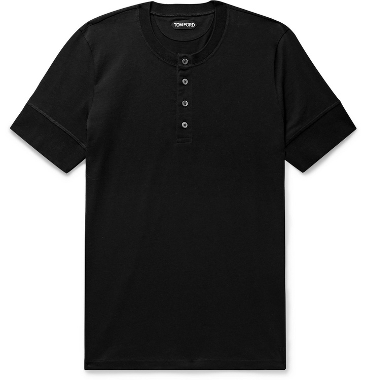 Photo: TOM FORD - Slim-Fit Cotton-Jersey Henley T-Shirt - Black