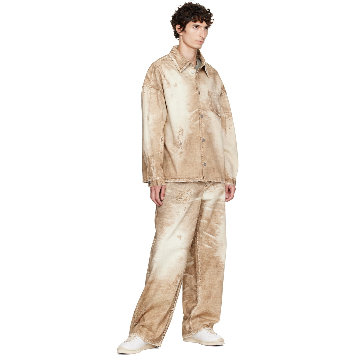 CAMPERLAB Beige Corduroy Print Denim Loose Jeans