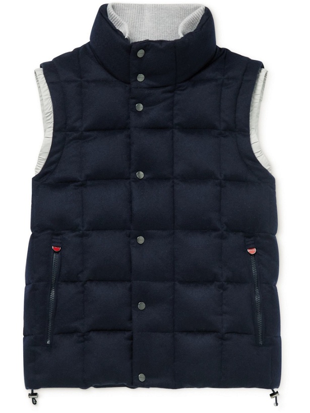Photo: Kiton - Slim-Fit Quilted Cashmere Down Gilet - Blue