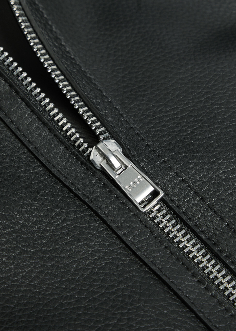Boss Mapson Grained Leather Jacket Black