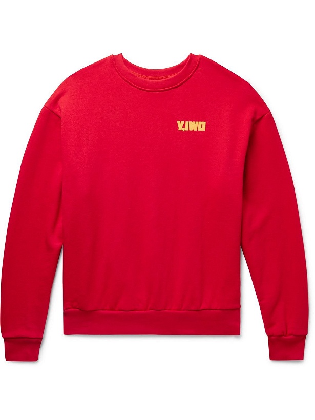 Photo: Y,IWO - Logo-Print Cotton-Jersey Sweatshirt - Red