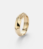 Stone and Strand Knife Edge 14kt gold ring with diamonds