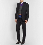 Versace - Appliquéd Striped Wool Sweater Vest - Men - Gray