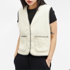 DONNI. Women's Polar Fleece Stitch Vest in Creme