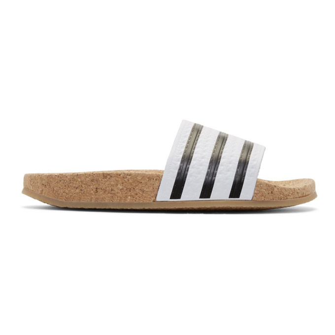 Photo: adidas Originals White Adilette Cork Slide Sandals