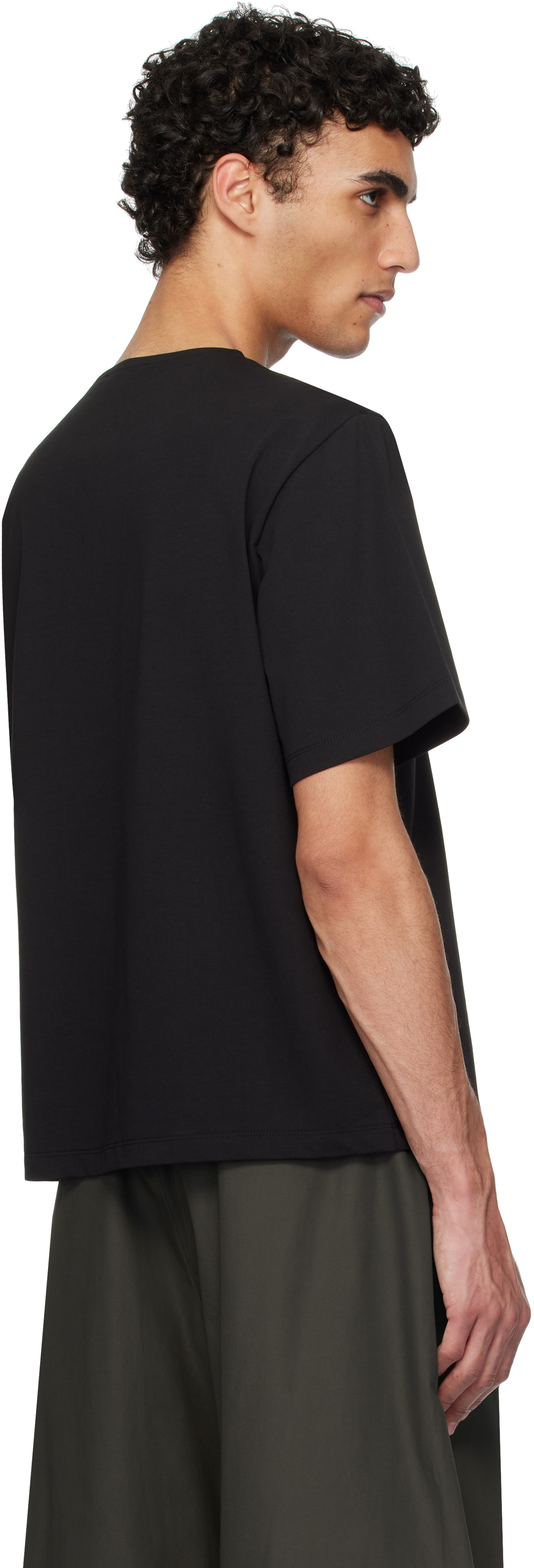 AMOMENTO Black Boat Neck T-shirt