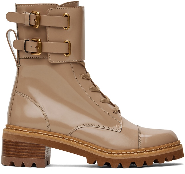 Photo: See by Chloé Beige Mallory Combat Boots