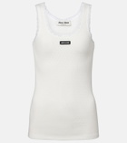 Miu Miu Lace-trimmed pointelle cotton tank top