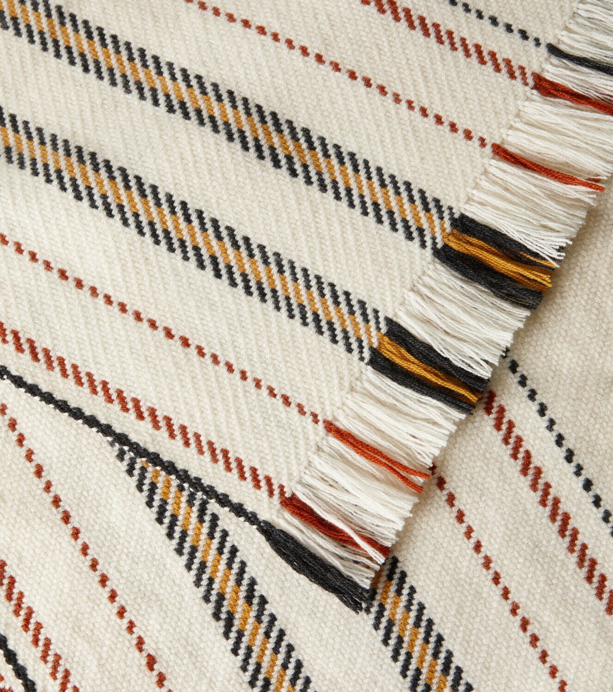 Loro Piana Fringed striped cashmere blanket
