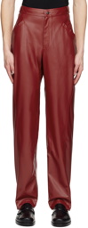 Situationist Burgundy Four-Pocket Faux-Leather Pants