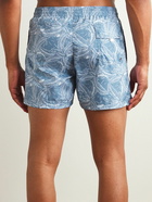 Canali - Straight-Leg Mid-Length Printed Swim Shorts - Blue