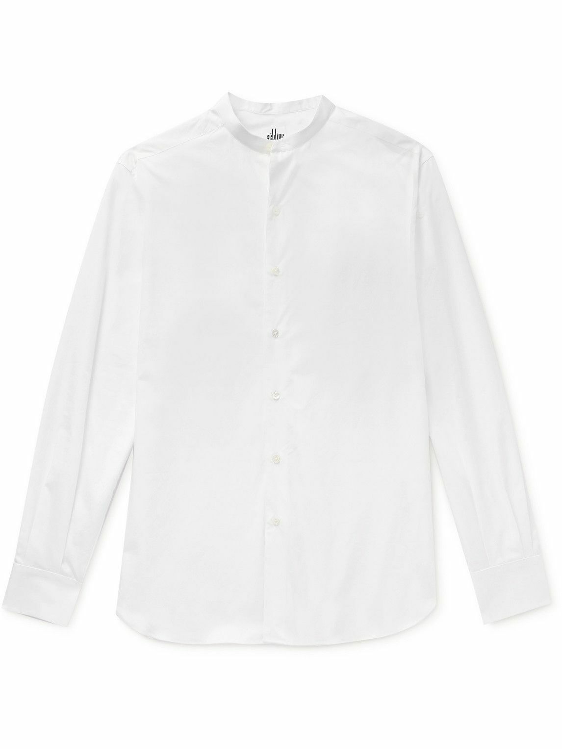 Sebline - Eton Grandad-Collar Cotton-Poplin Shirt - White