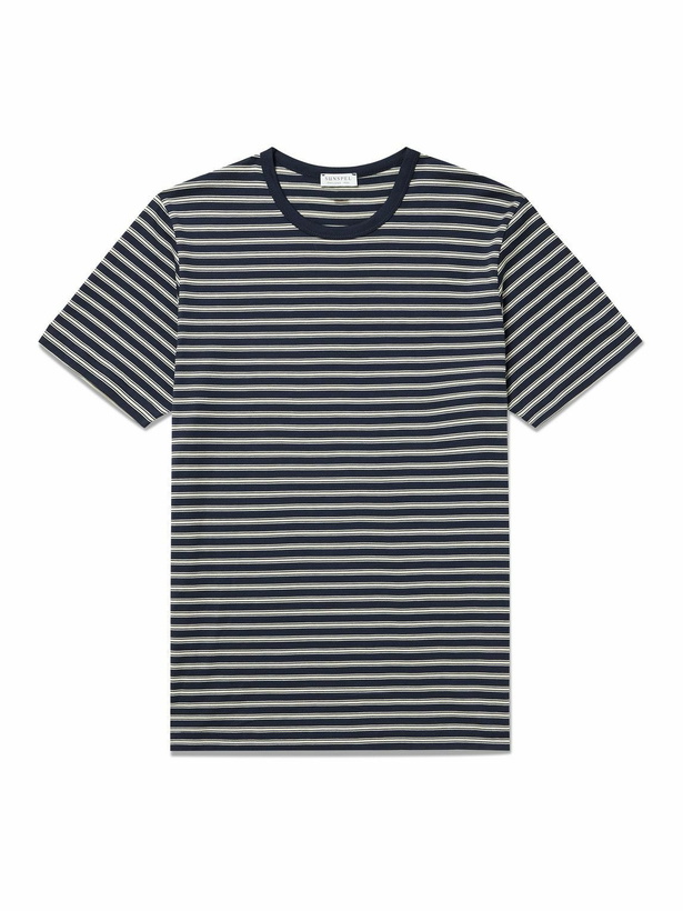 Photo: Sunspel - Striped Supima Cotton-Jersey T-Shirt - Blue