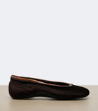 Dries Van Noten Leather-trimmed velvet ballet flats