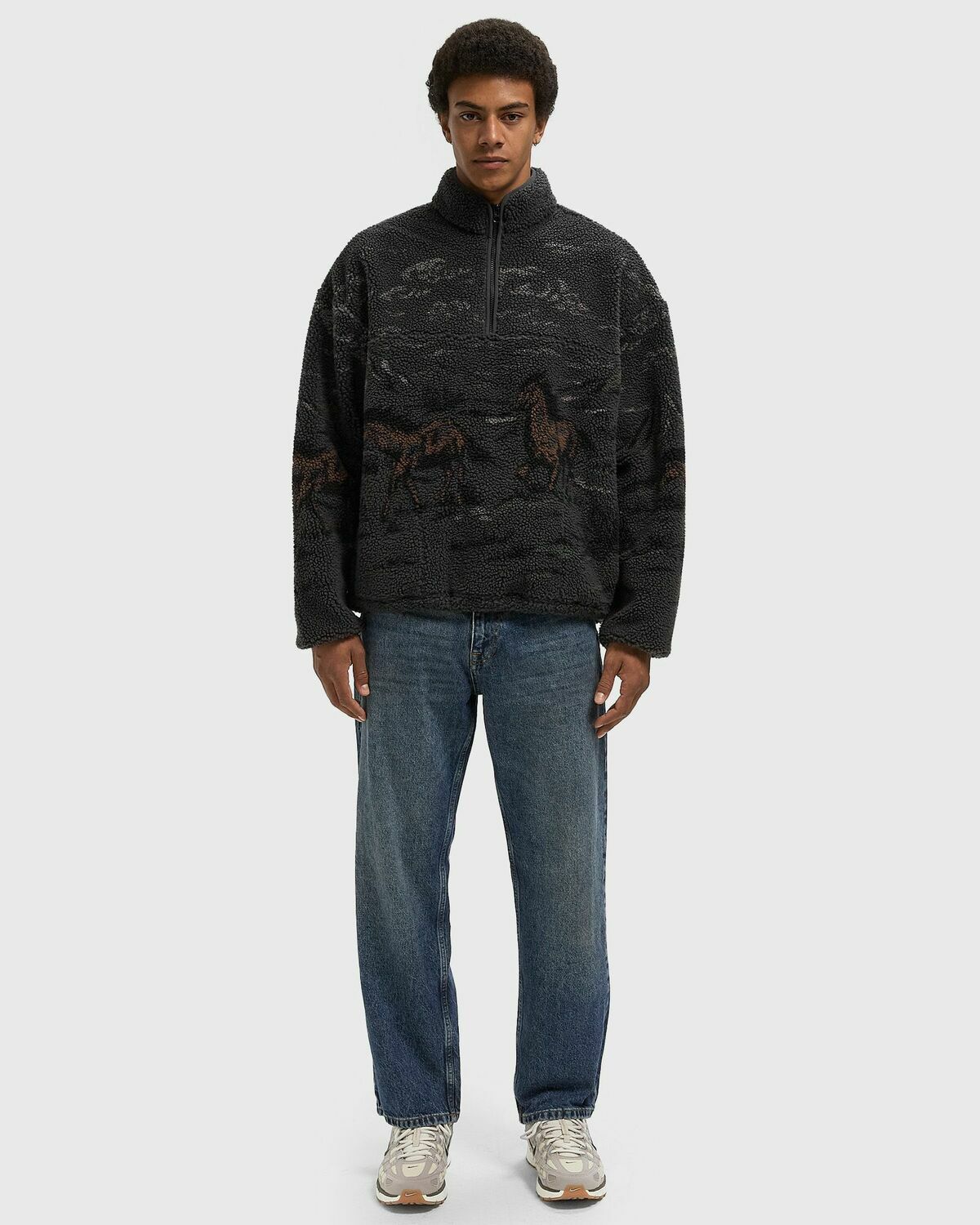 Levis IDYLLWILD SHERPA POPOVER Black Mens Fleece Jacket