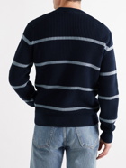 Theory - Gary Striped Cotton and Cashmere-Blend Sweater - Blue