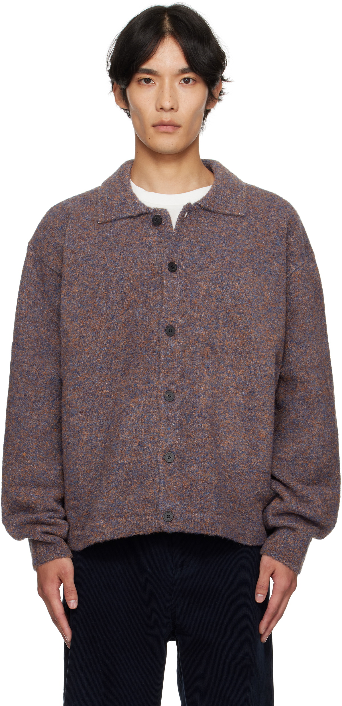 LE17SEPTEMBRE Purple Bouclé Button Down Cardigan