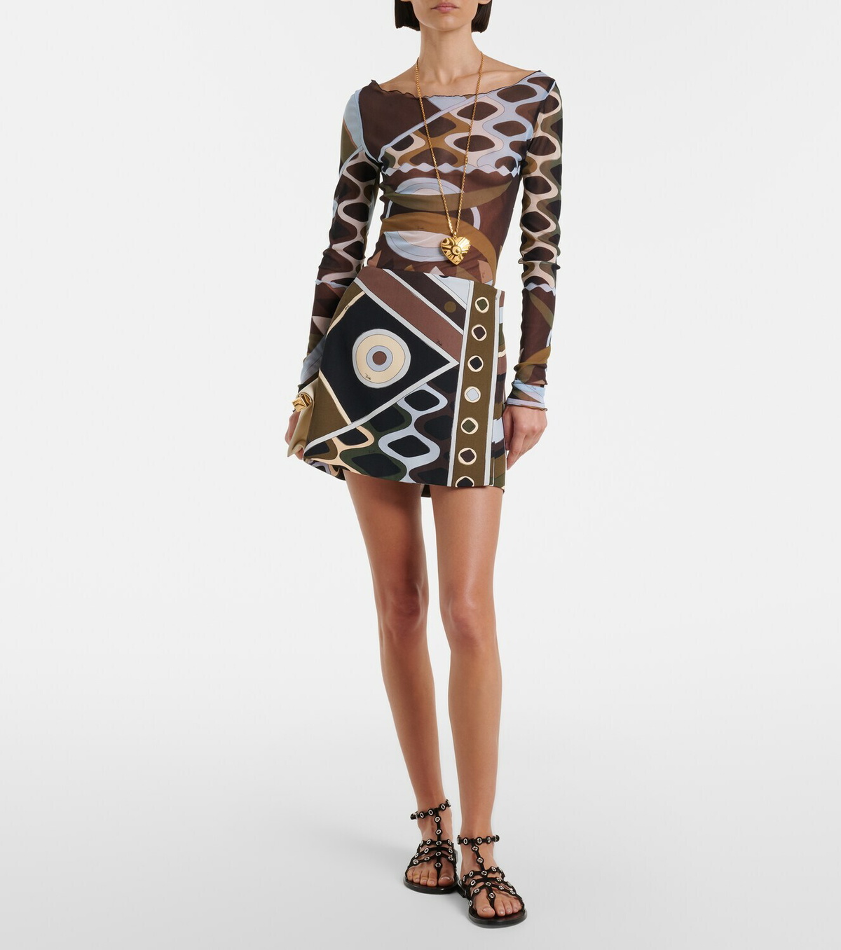 Pucci Vivara virgin wool canvas wrap skirt