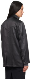 Youth Black Paneled Faux-Leather Jacket