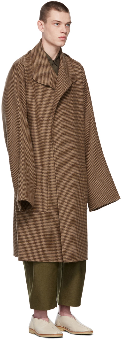 Hed Mayner Brown Wool Houndstooth Coat Hed Mayner