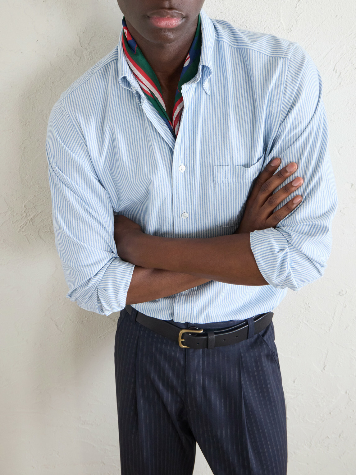 Drake's - Button-Down Collar Striped Cotton Shirt - Blue