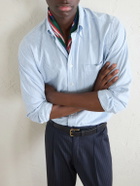 Drake's - Button-Down Collar Striped Cotton Shirt - Blue