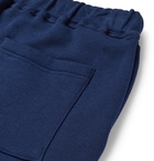 De Bonne Facture - Tapered Brushed Fleece-Back Cotton-Jersey Sweatpants - Blue