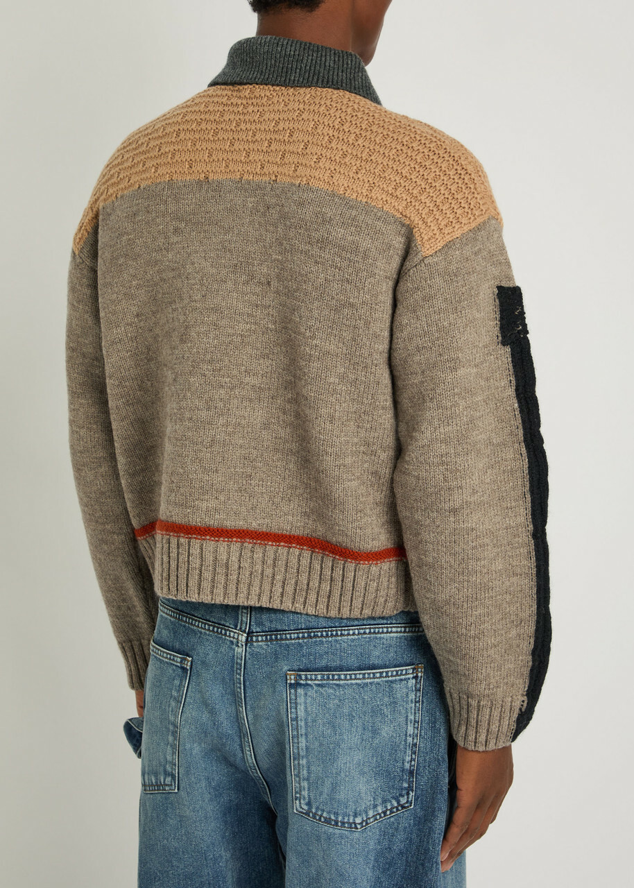 JW Anderson House Wool Polo Jumper Beige