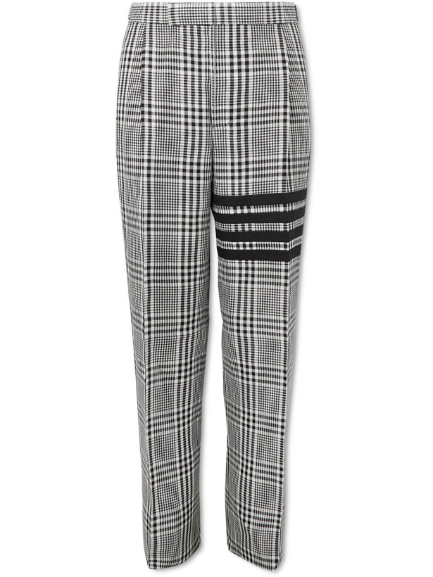 Photo: Thom Browne - Straight-Leg Pleated Checked Wool-Trimmed Linen Trousers - Gray