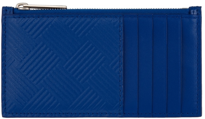 Photo: Bottega Veneta Blue Embossed Zip-Up Card Holder