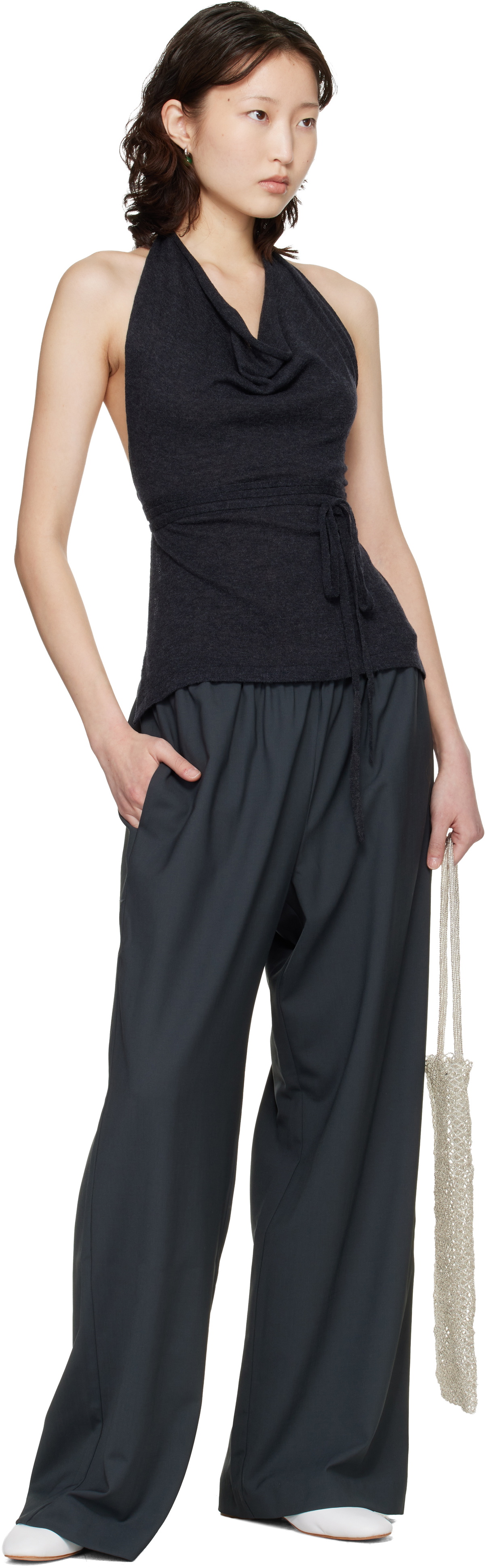 Cordera Gray Tailored Drawstring Trousers