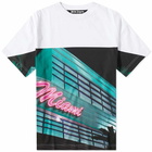 Palm Angels Men's Getty Miami Classic T-Shirt in White/Multi