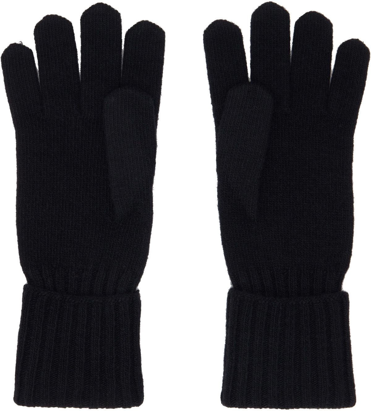 MM6 Maison Margiela Black Wool-Blend Knit Gloves